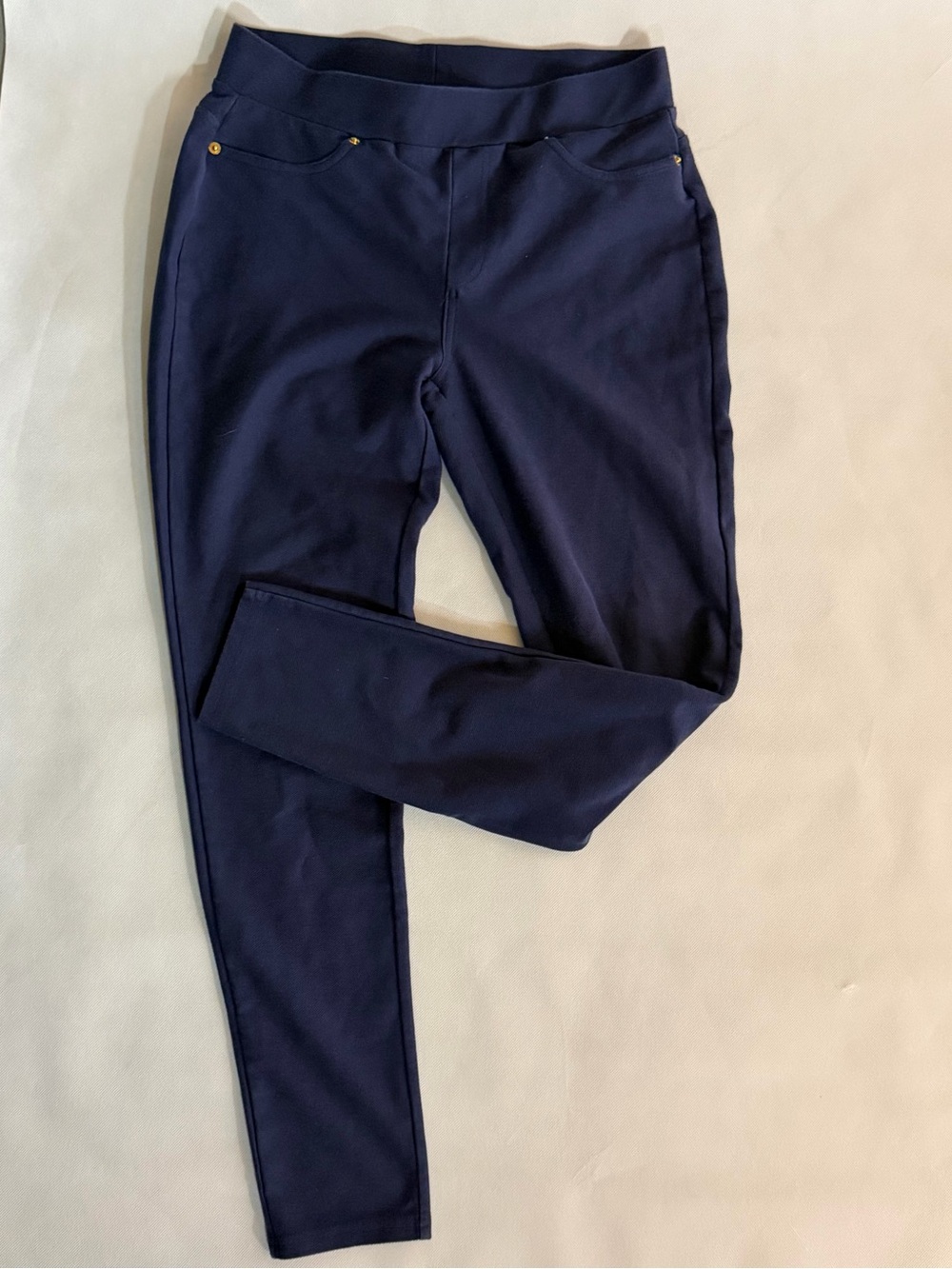 Michael Michael Kors Navy Blue Pull-On Skinny Pants Size M